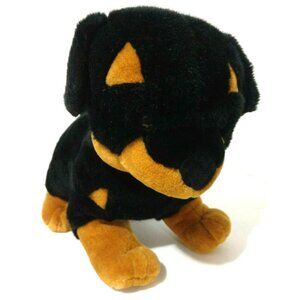 Vtg 90s Large Plush Rottweiler Puppy Dog 15" Black Brown Standing Stuffed Animal